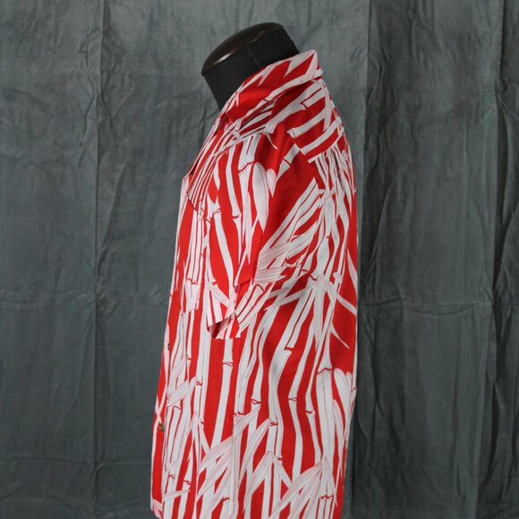 Vintage Hawaiian Shirt - Red and White Bamboo Pattern - Men's Small - Picture 7 of 10